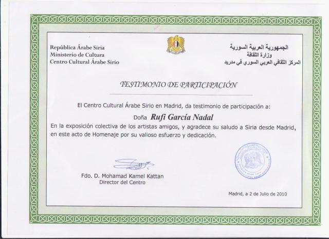 certificado de participación SRIA Madrid