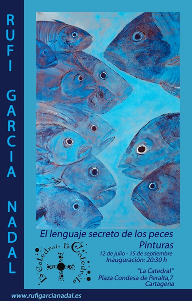 Tarjeta invitación  de mi exposición El Lenguaje secreto de los peces